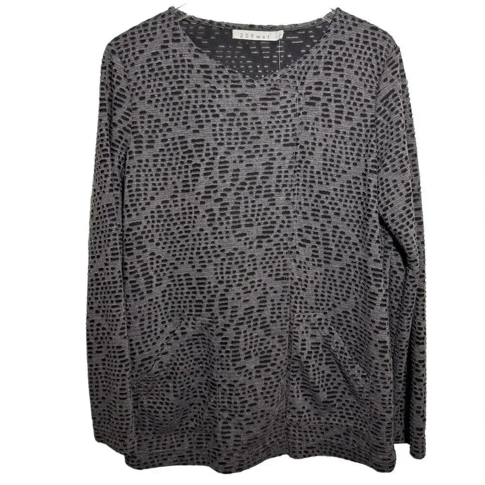 New 209wst38 Womens relaxed fit lagenlook artsy gray tunic top Size Large NWT